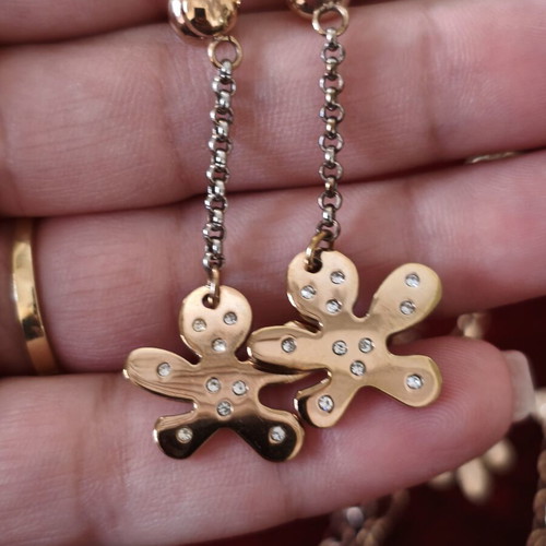 Folli Follie jewelry set rose gold with flower motifs and crystals like new