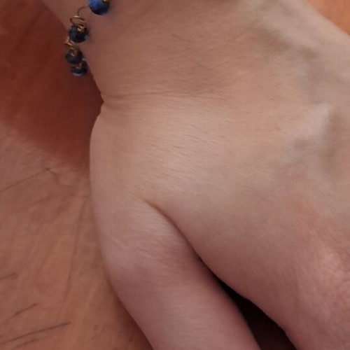 Hand Chain blue and gold custom made