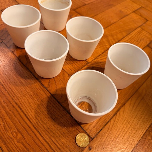 Used flower pots pack of 6 white glass for small cacti IKEA