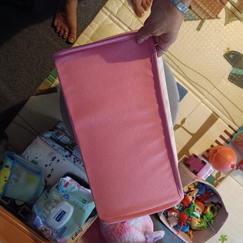 Fabric storage box with retro floral design, foldable
