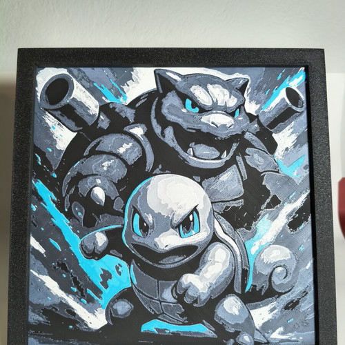 3D embossed Pokémon poster Squirtle evolution to Blastoise HueForge art new