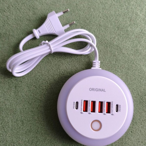 Multi Charger with 4 USB-A and 2 Type-C PD Ports 50W with Lamp Light