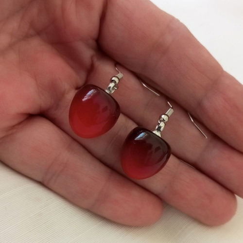 Cherry drop earrings new, acrylic resin, stainless steel hooks