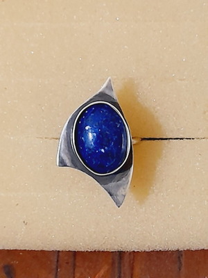 Handmade 925 silver ring with semi-precious stone and opening shank, new