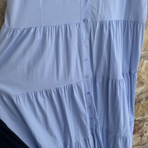 Baby Blue Midi Shirt Dress light blue cotton XL like new