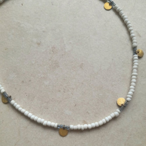 Beaded handmade necklaces like new, white and red