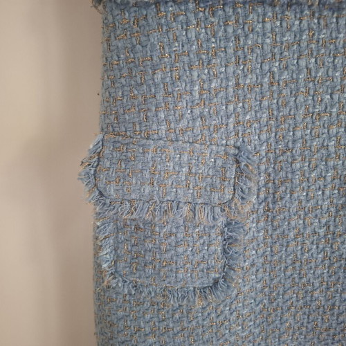 Tweed womens dress like new, light blue with gold details