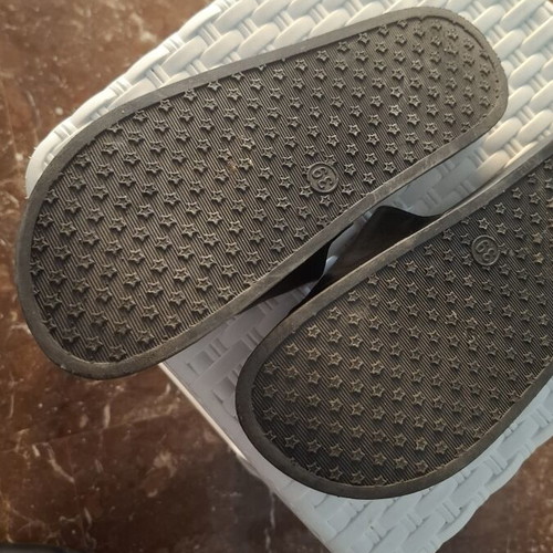 Black leather slippers, size 38