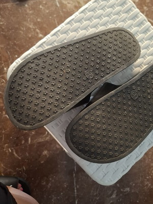 Black leather slippers, size 38