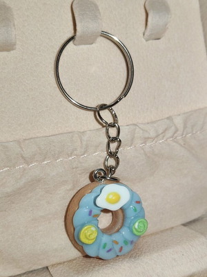 Handmade donut keychain new in blue shade
