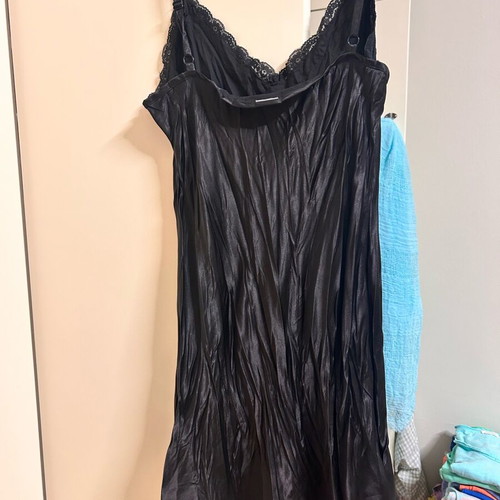 Mini dress ziczac satin crinkled medium new, black