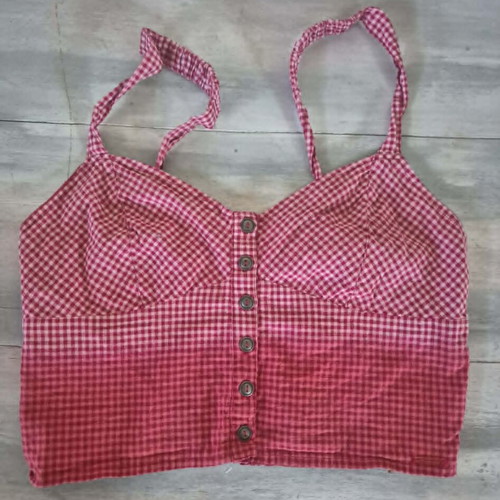 Attrattivo crop top red checkered, cotton, size Large, like new