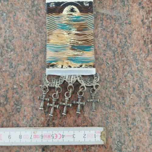 Religious icon of Virgin Mary with crosses