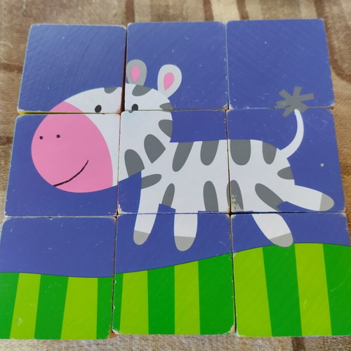 Puzzle with Cubes used, wild animals