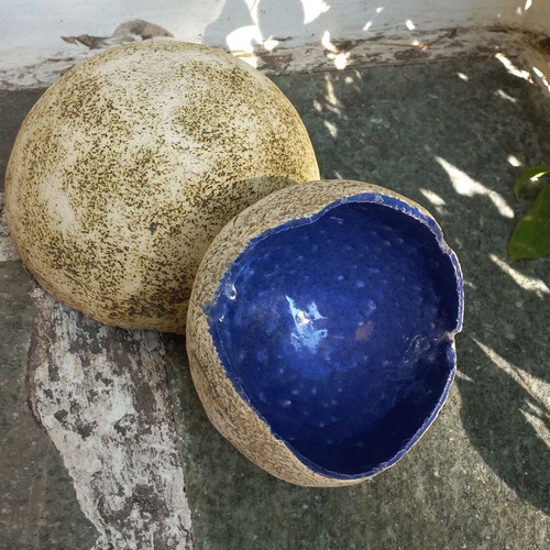 Ceramic decorative bowl set like new, turquoise and dark blue
