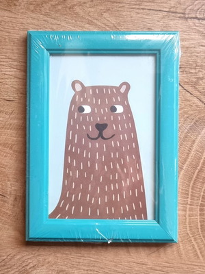 Photo frame 10x15cm with teddy bear and blue border new