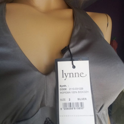 Lynne Silver Strapless Dress with Stones Size M New