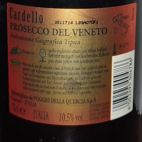 Cardello Prosecco del Veneto 750ml new, sealed