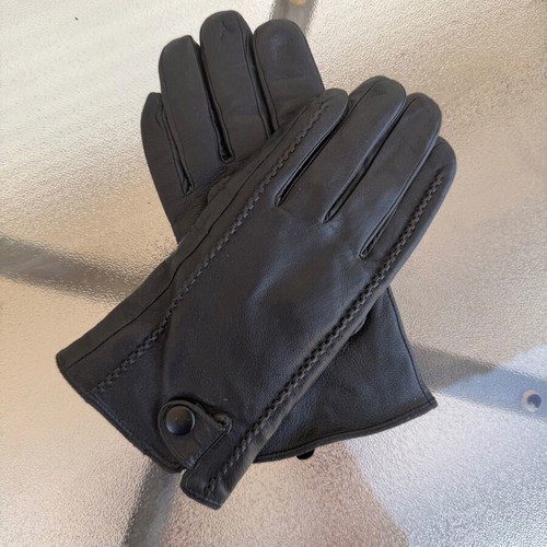 Black leather gloves