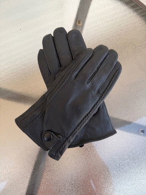 Black leather gloves