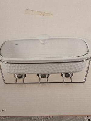 Vicko roaster with warmer rack, white