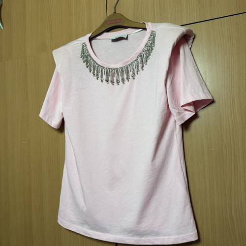 Bsb cotton t-shirt with rhinestone necklace, like new, pink, size S