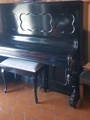 Rare German handmade carved piano used with bench