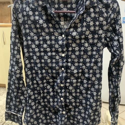 Esmara women's long-sleeve pajama shirt, white and blue
