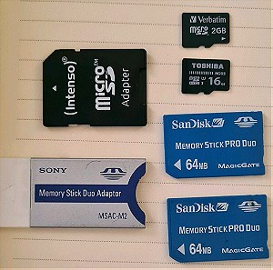 Memory sticks, SD cards + adapters