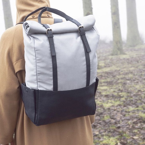 Voyager Backpack Hak Studios handmade leather and durable fabric, used