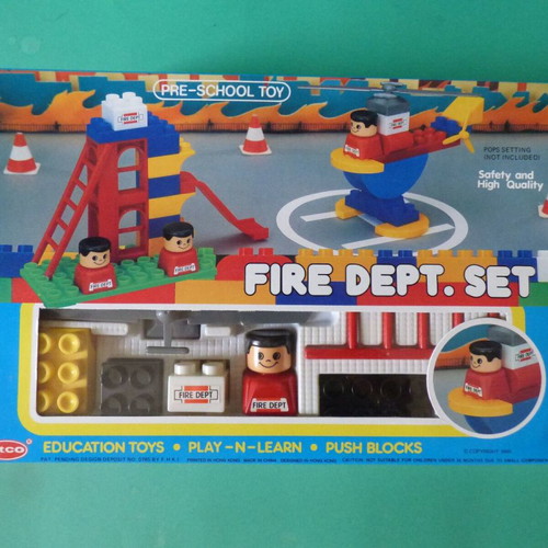 Atco Fire Dept. Set Preschool Toy Building Blocks sealed new