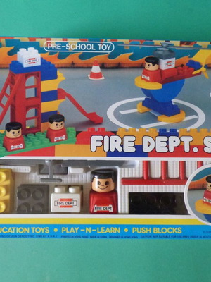 Atco Fire Dept. Set Pre School Toy Building Blocks new, sealed