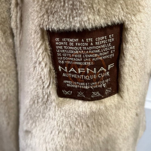 Naf Naf leather mouton coat used, size S, beige