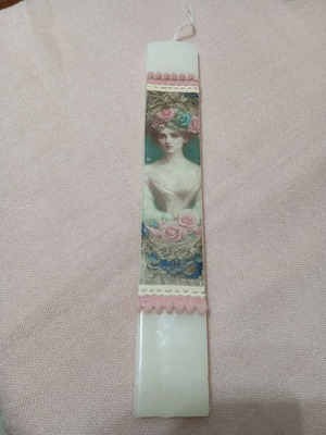 Handmade candle with decoupage technique new