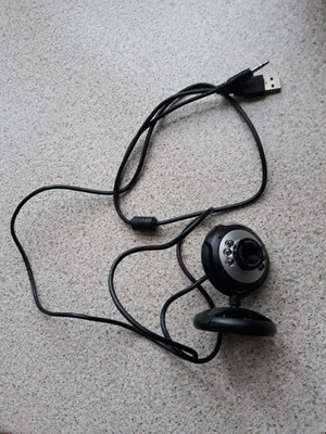 Webcam camera used with light and microphone