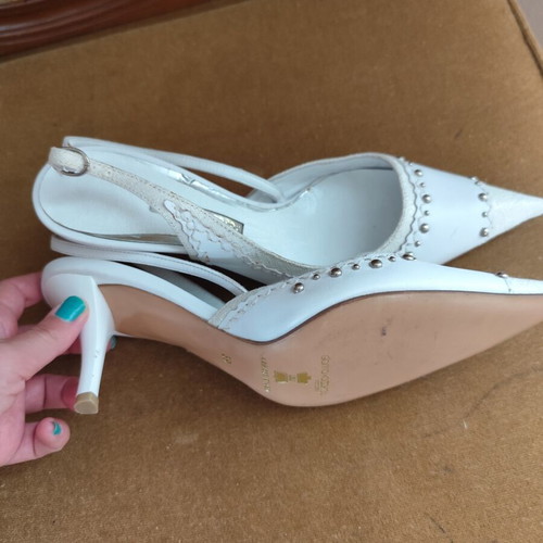 Gianna Kazakou women's evening shoes size 39 narrow fit for 38, new, white