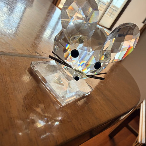 Vintage Swarovski Silver Crystal Mouse on Base by Max Schreck