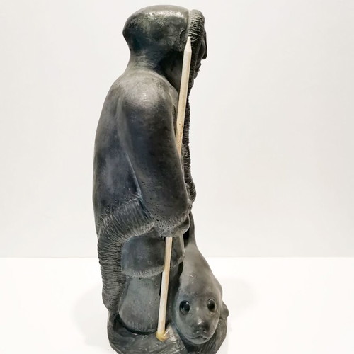 Wolf Original Inuit Seal Hunter Soapstone sculpture handcrafted used