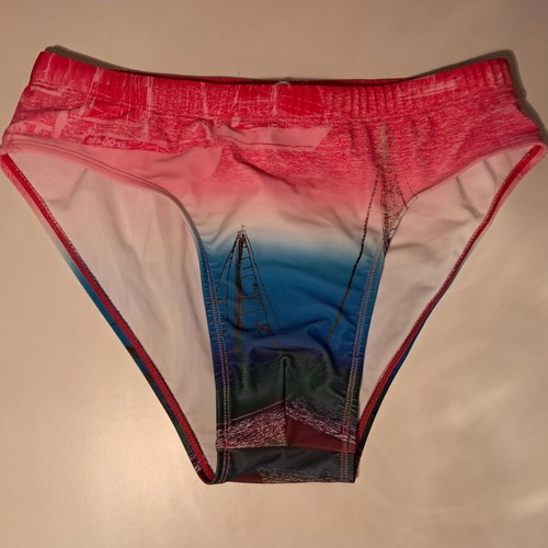 Men's swim brief size S with sailing print, new