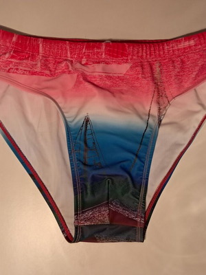 Men's swim brief size S with sailing print, new