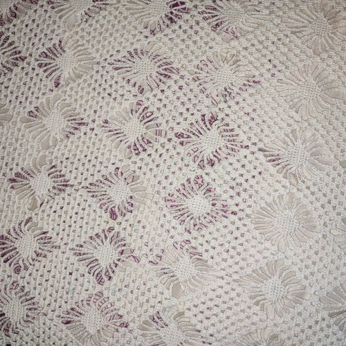 Vintage handmade crochet bedspread blanket refurbished, 190x150cm, off-white