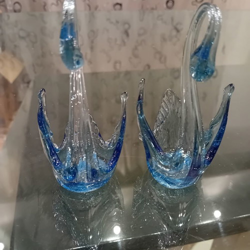 Murano glass swans vintage set of 2, like new