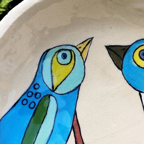 Handmade ceramic bowl used, hand-painted