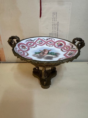 Sevres φρουτιέρα μεταχειρισμένη, μπρούτζινη με πορσελάνη
