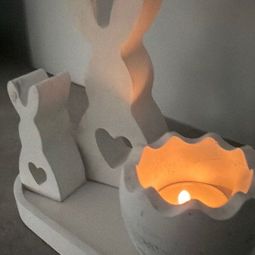 Easter set new with tray, bunnies and candle holder