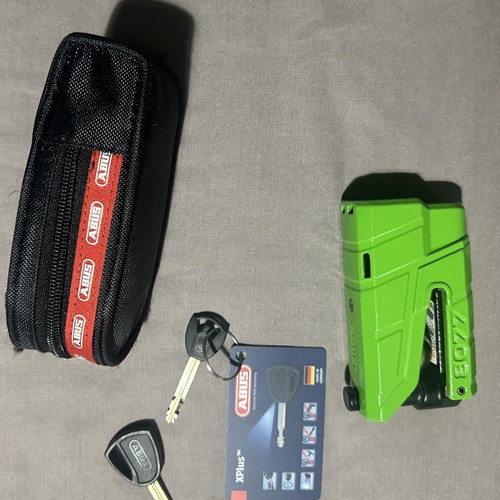 Abus Granit Detecto XPlus 8077 motorcycle lock like new, green