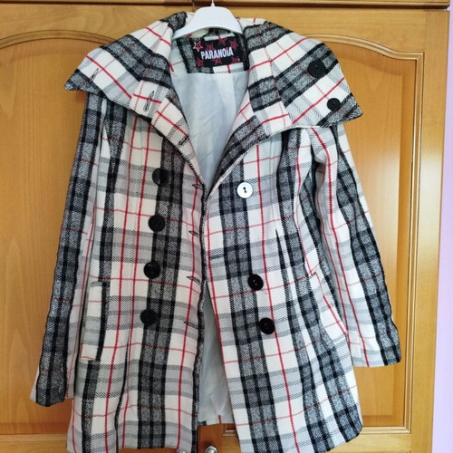 Paranoia checked women's coat like new, size M, black and white with belt