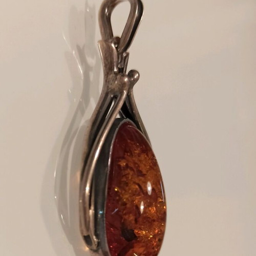 Baltic Amber Pendant new with silver handmade