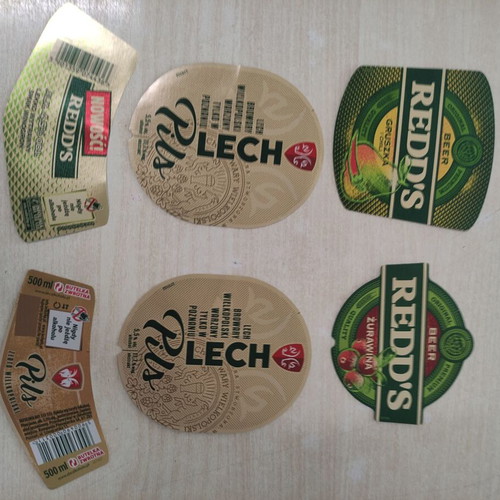Lech beer labels set of 6 from Poland, new condition