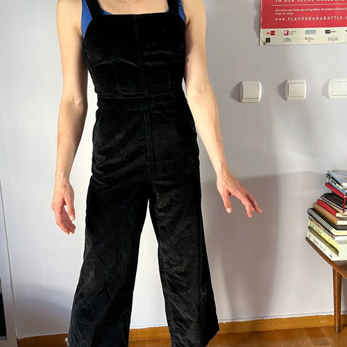 Velvet salopette used, black, size XXS